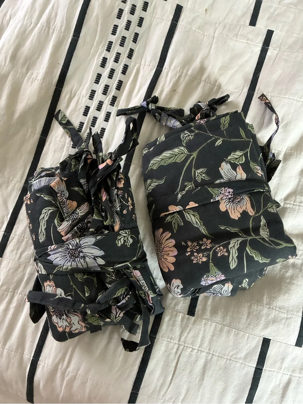 Washed Black Ella Vine Curtains (x2)